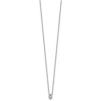 White Ice Sterling Silver Rhodium-plated 18in Diamond Twisted Teardrop Necklace plus 2in extender — alternate view