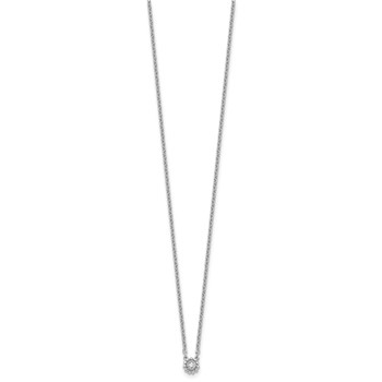 White Ice Sterling Silver Rhodium-plated 18 inch Beaded Circle with Diamond Necklace plus 2 inch Extender — alternate view