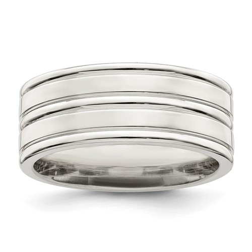 Sterling Silver 8mm Polished Fancy Band Size 7