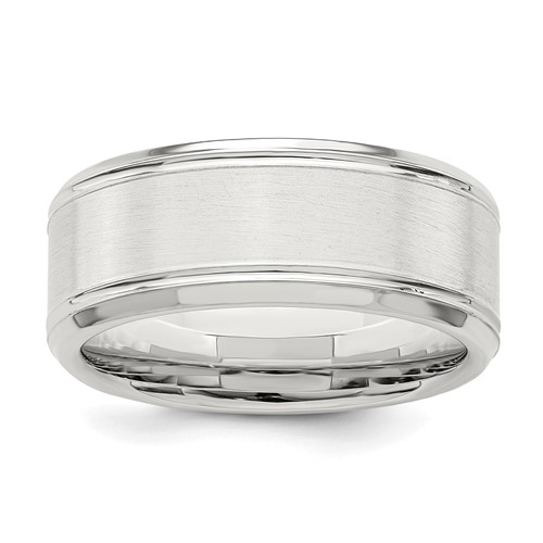 Sterling Silver 8mm Brushed Fancy Band Size 7