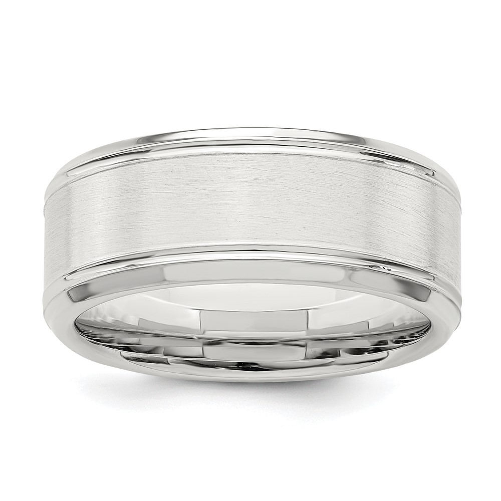 Sterling Silver 8mm Brushed Fancy Band Size 7
