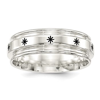 SS 7mm Enamel Fancy Band Size 10