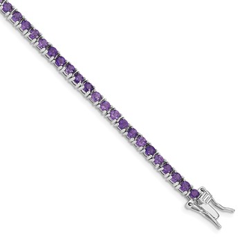 Sterling Silver Rhodium-plated Amethyst Bracelet