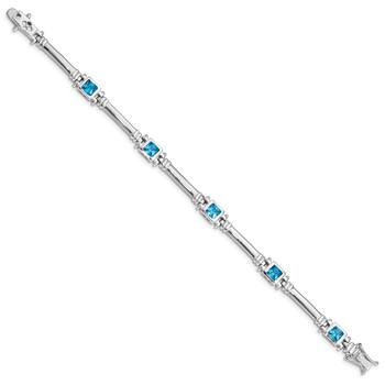Sterling Silver Rhodium-plated Blue CZ Bracelet — alternate view