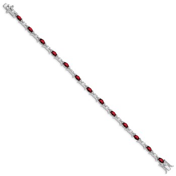 Sterling Silver Rhodium-plated Garnet and CZ Bracelet — alternate view