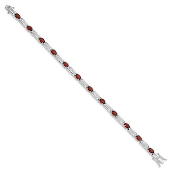 Sterling Silver Rhodium-plated Garnet Bracelet — alternate view