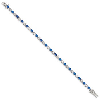 Sterling Silver Rhodium-plated Blue and Clear CZ Bracelet — alternate view