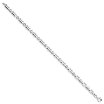 Sterling Silver Rhodium-plated 7inch Polished Fancy CZ Bracelet — alternate view
