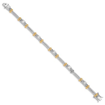 Sterling Silver Rhodium-plated and Vermeil CZ Bracelet — alternate view