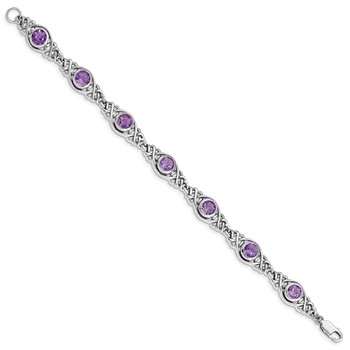 Sterling Silver Rhodium-plated Amethyst Bracelet — alternate view