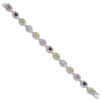 Sterling Silver Rhodium Plated Multi-gemstone 7.5inch Bracelet — alternate view