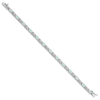 Sterling Silver Rhodium Plated 7.5inch Created Opal XO Bracelet — alternate view