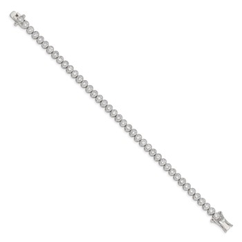 Sterling Silver Rhodium-plated CZ 7 inch Tennis Bracelet — alternate view