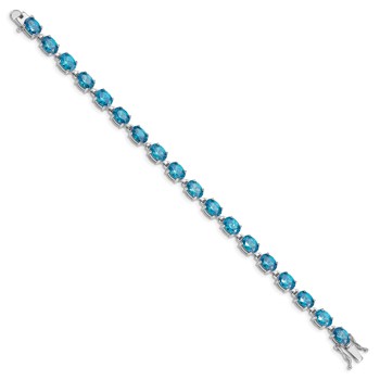 Sterling Silver Rhodium-plated Blue Topaz 6.5in Bracelet — alternate view