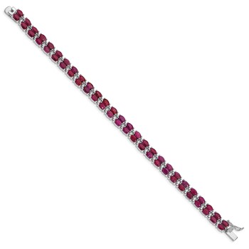 Sterling Silver Rhodium-plated Ruby Bracelet — alternate view