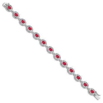 Sterling Silver Rhodium-plated Ruby Bracelet — alternate view