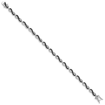 Sterling Silver Rhod-plated 7.5in Black/White CZ Infinity Bracelet — alternate view