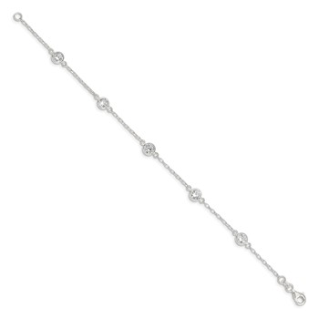 Sterling Silver Polished CZ Bracelet — alternate view