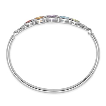 Sterling Silver Rhodium-plated Multi Gemstone Bangle Bracelet — alternate view