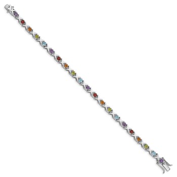 Sterling Silver Rhodium-plated & Multi Gemstone Bracelet — alternate view