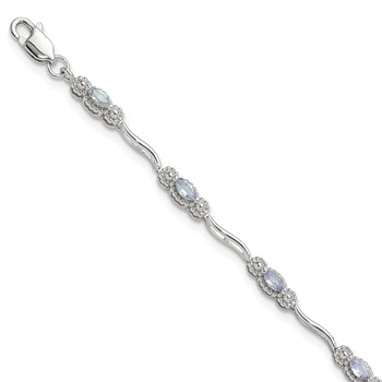 Stering Silver Rhodium-plated Polished Tanzanite 7.5 inch Bracelet