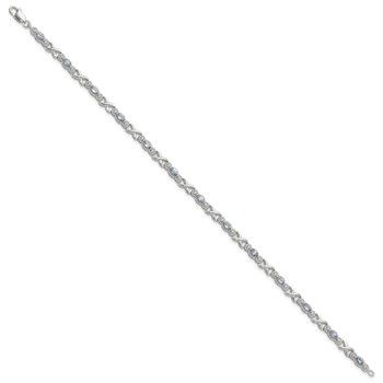 Sterling Silver Rhodium-plated Polished Tanzanite Xs 7.5 inch Bracelet — alternate view