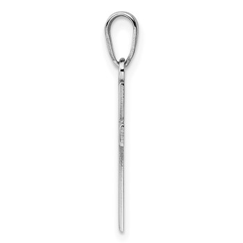 Sterling Silver Rhodium-plated Pink Enameled Heart Cross Charm — alternate view