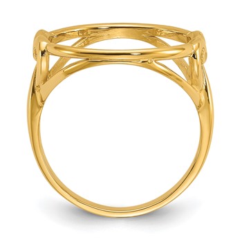 Wideband Distinguished Coin Jewelry 14k Ladies' Polished Fancy Curved Wire Heart 14.0mm Coin Bezel Ring — alternate view