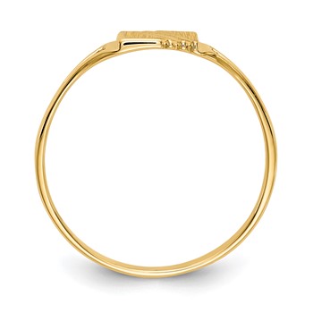 14k Polished and Satin 5.5x4.5mm Open Back Size 3 Childs Striped Rectangular Signet Ring — alternate view