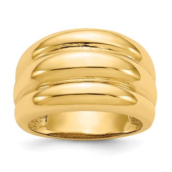 14k Polished Scalloped Dome Ring