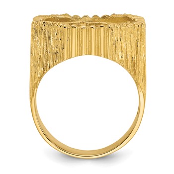 Wideband Distinguished Coin Jewelry 14k Men's Polished Vertical Fluting with Textured Sides 17.8mm Coin Bezel Ring — alternate view
