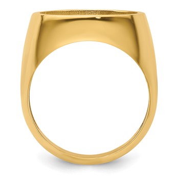 Wideband Distinguished Coin Jewelry 14k Men's Polished and Diamond-cut Classic Open Back 15.0mm Coin Bezel Ring — alternate view