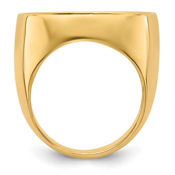 Wideband Distinguished Coin Jewelry 14k Men's Polished and Diamond-cut Classic Open Back 21.6mm Coin Bezel Ring — alternate view