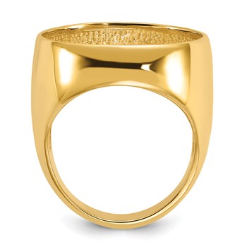 Wideband Distinguished Coin Jewelry 14k Men's Polished and Diamond-cut Classic Open Back 22.0mm Coin Bezel Ring — alternate view