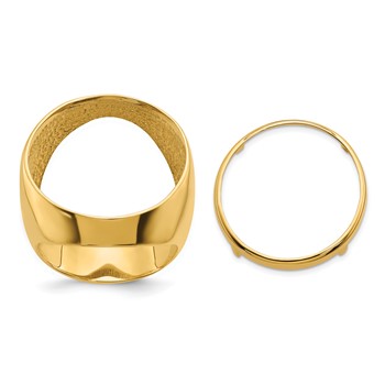 Wideband Distinguished Coin Jewelry 10k Men's Polished Classic Open Back 22.0mm Coin Bezel Ring