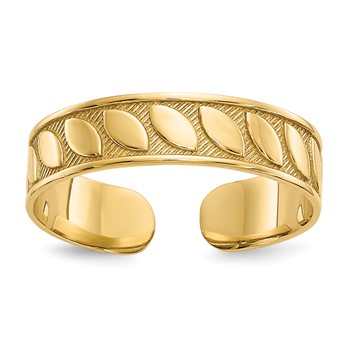 14k 4mm Leaf Design Toe Ring