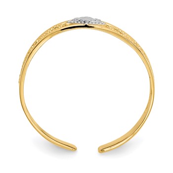 14k and White Rhodium Diamond-Cut Toe Ring — alternate view