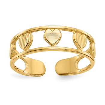 14k Hearts Toe Ring