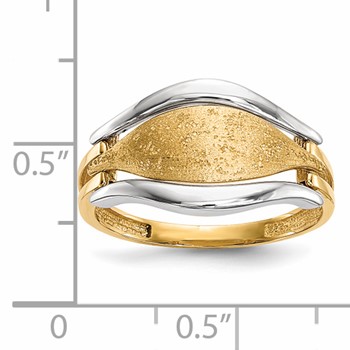 14k Two-tone Polished and Textured Curve Ring — alternate view