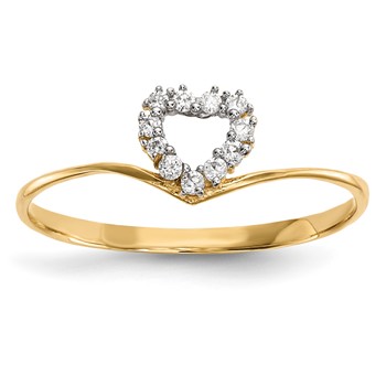 14k CZ Heart Ring