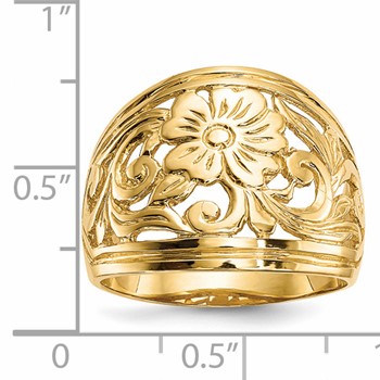 14k Polished Floral Dome Ring — alternate view