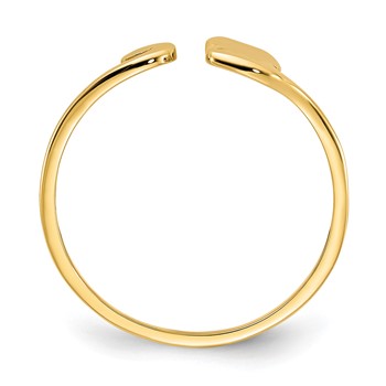 14k Polished Cat Adjustable Cuff Ring — alternate view
