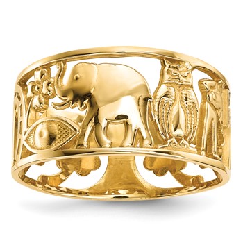 14k Lucky Symbols Cut Out 9mm Band