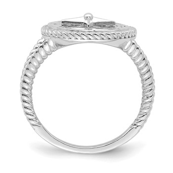 14K White Gold Nautical Compass Rope Edge Ring — alternate view