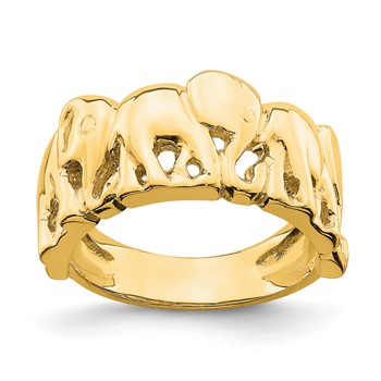 14k Polished Elephant Parade Ring