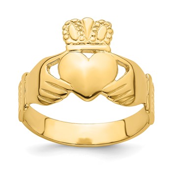 14k Mens Polished Size 9 Claddagh Ring