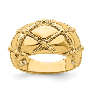 14k Quilted Rope Solid Dome Ring