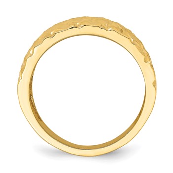 14K Diamond-cut Quilted Pattern Dome Ring — alternate view