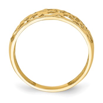 14K Solid Diamond-cut Woven Pattern Dome Ring — alternate view