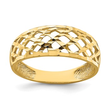 14K Solid Diamond-cut Woven Pattern Dome Ring